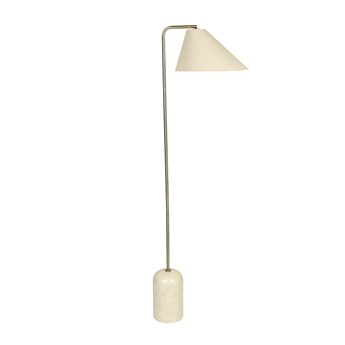 Velisse 1-Light Light Travertine Floor Lamp with Cone Linen Shade