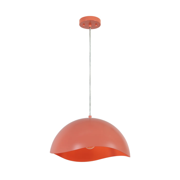 Veyora 1-Light Coral Pink Curved Dome Pendant Light