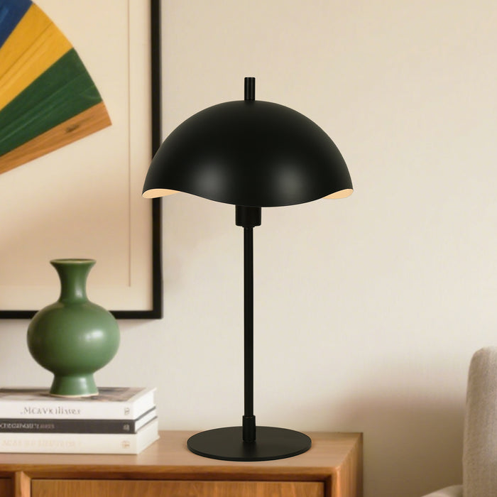 Veyora 1-Light Black Curved Dome Table Lamp