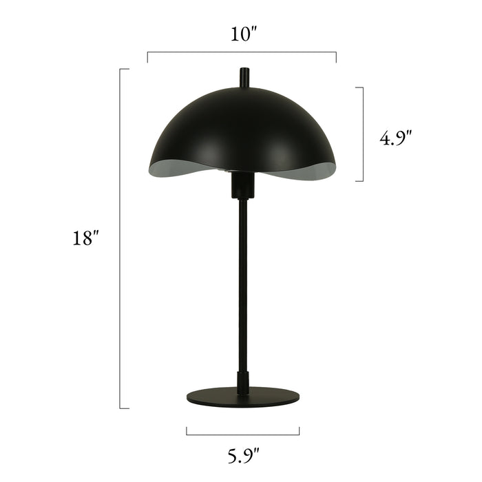 Veyora 1-Light Black Curved Dome Table Lamp