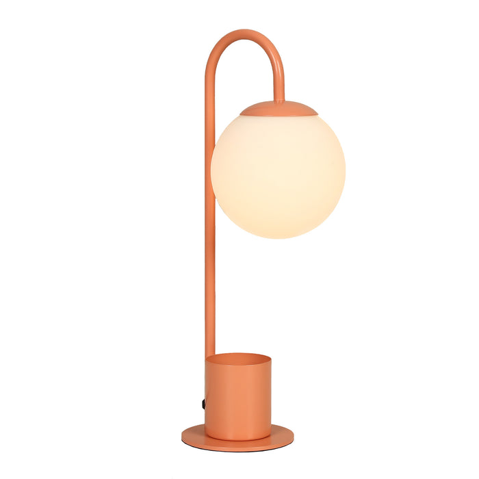 Solvian 1-Light Coral Orange Orb Opal Glass Table Lamp