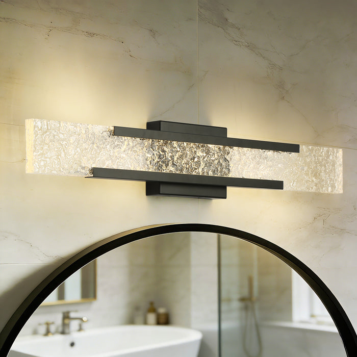 Lunari 1-Light Black Linear Textured Acrylic Wall Sconce