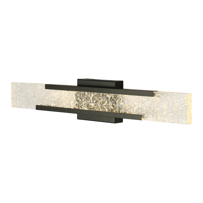 Lunari 1-Light Black Linear Textured Acrylic Wall Sconce