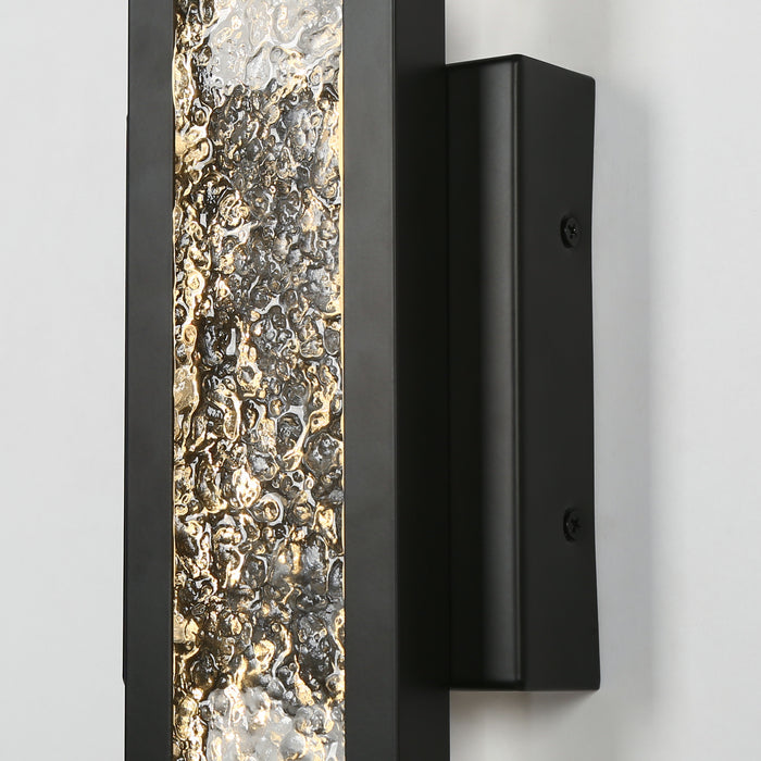 Lunari 1-Light Black Linear Textured Acrylic Wall Sconce