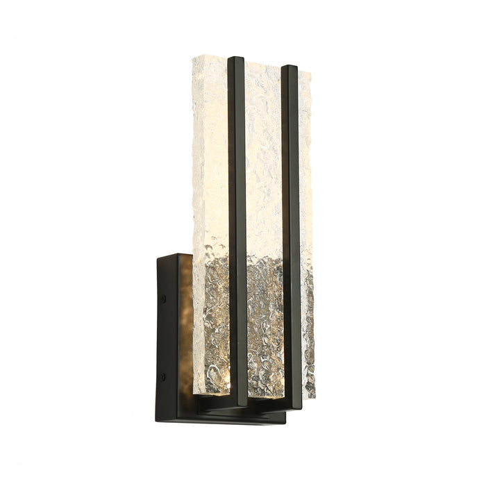 Lunari 1-Light Black vertical Textured Acrylic Wall Sconce