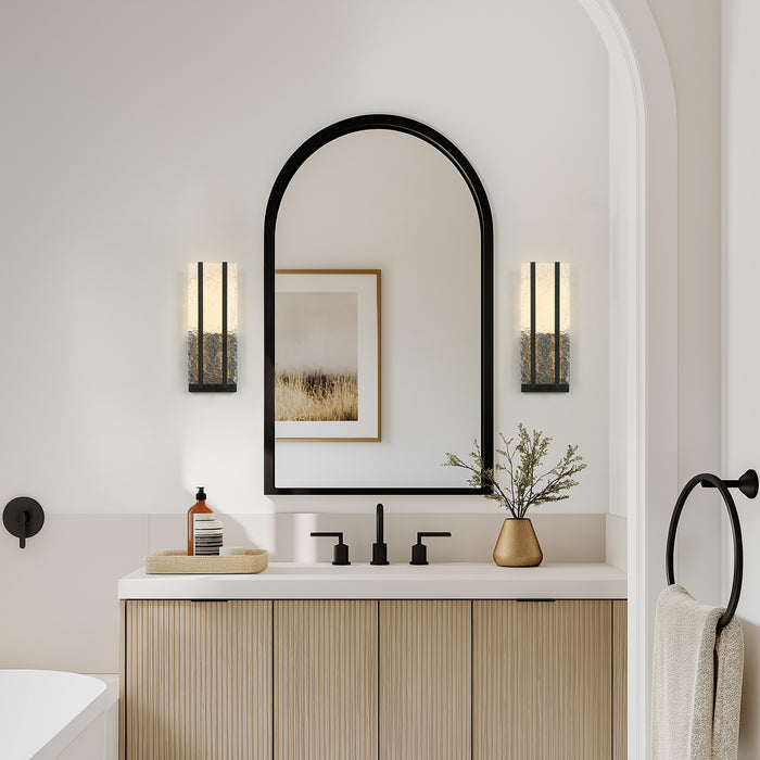 Lunari 1-Light Black vertical Textured Acrylic Wall Sconce