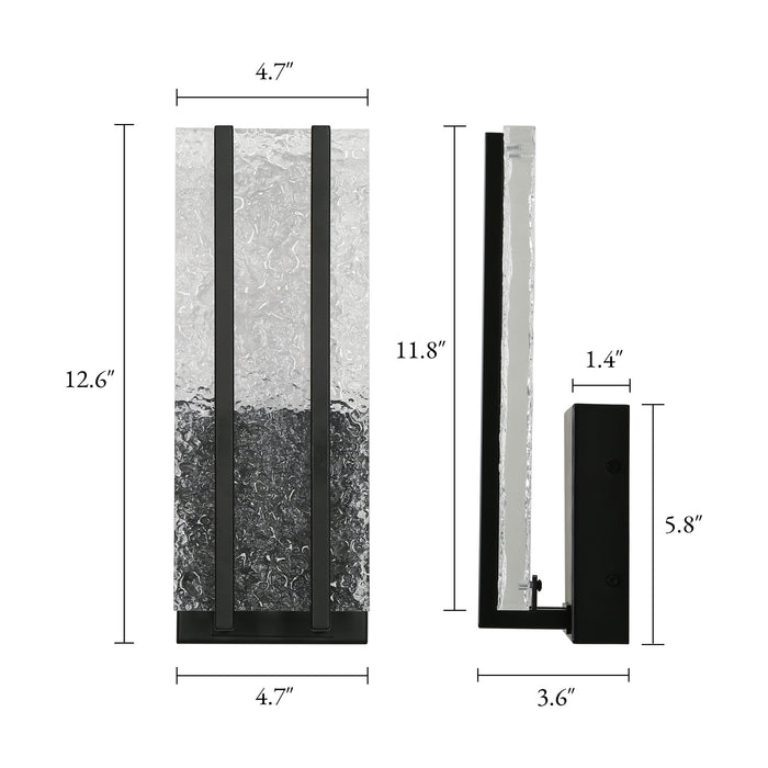 Lunari 1-Light Black vertical Textured Acrylic Wall Sconce