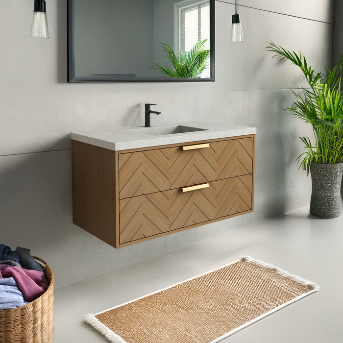 Carlsbad 42" Wall Mounted Bathroom Vanity with Gray Sink