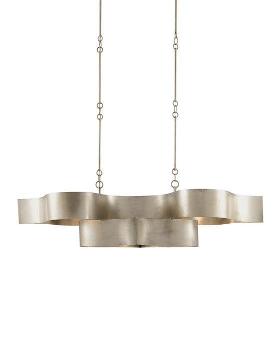 Grand Lotus Oval Silver Chandelier
