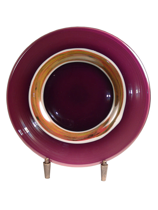 Melrose Hand Blown Art Glass Charger Plate with Stand