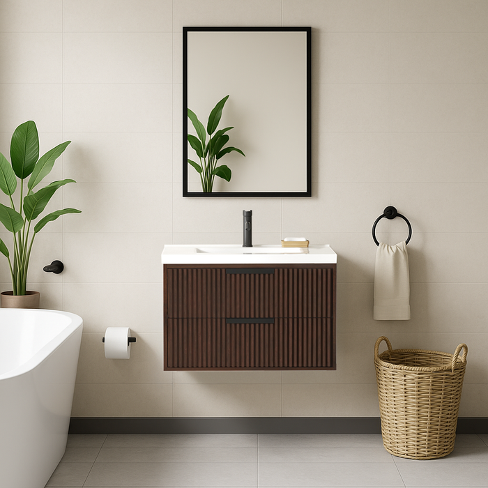 San Diego 30" Dark Walnut Wall Mount Bathroom Vanity