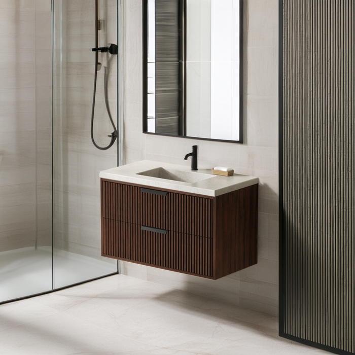 San Diego 36" Dark Walnut Wall Mount Bathroom Vanity