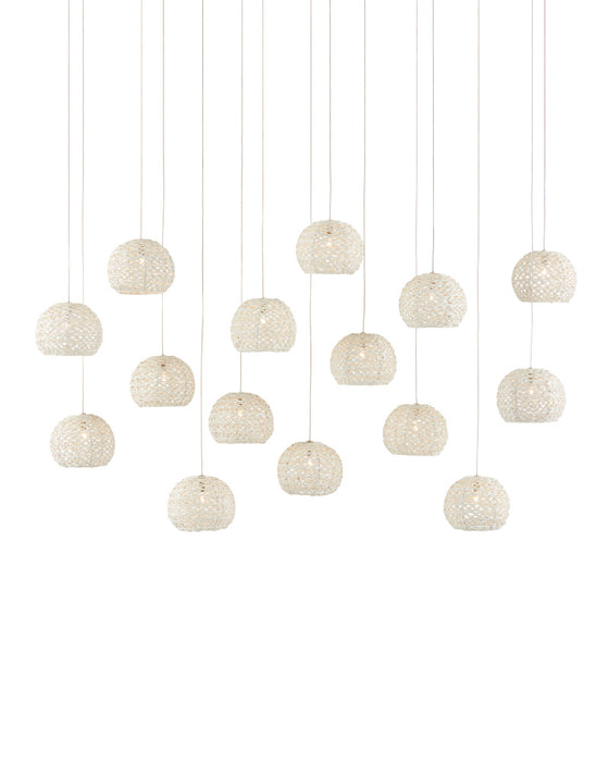 Piero White 15-Light Linear Multi-Drop Pendant