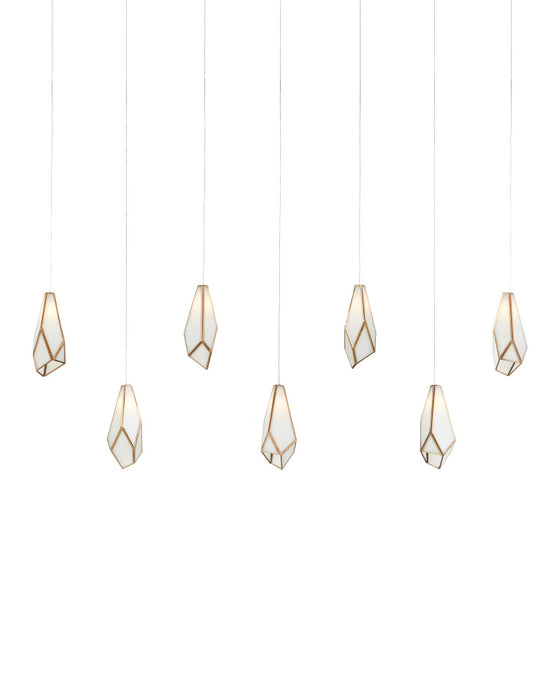 Glace White 7-Light Linear Multi-Drop Pendant