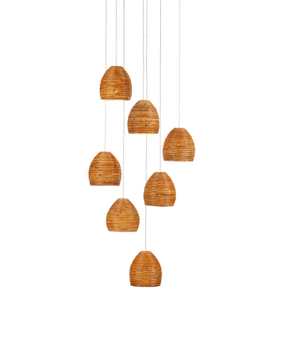 Beehive 7-Light Round Multi-Drop Pendant