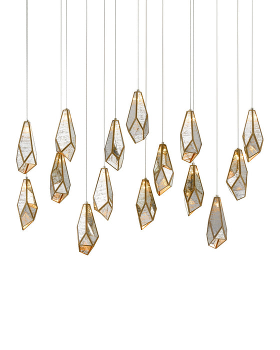 Glace Mirror 15-Light Linear Multi-Drop Pendant