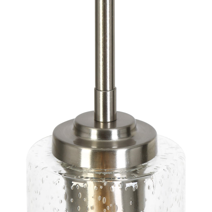 Illiora Modern 1-Light Mini Pendant Light with Seeded Glass Shade, Nickel, Commercial Use