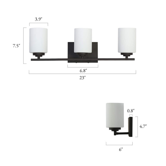 Brilora Modern 3-Light Bathroom Vanity Light with Frosted Glass Shades, ORB