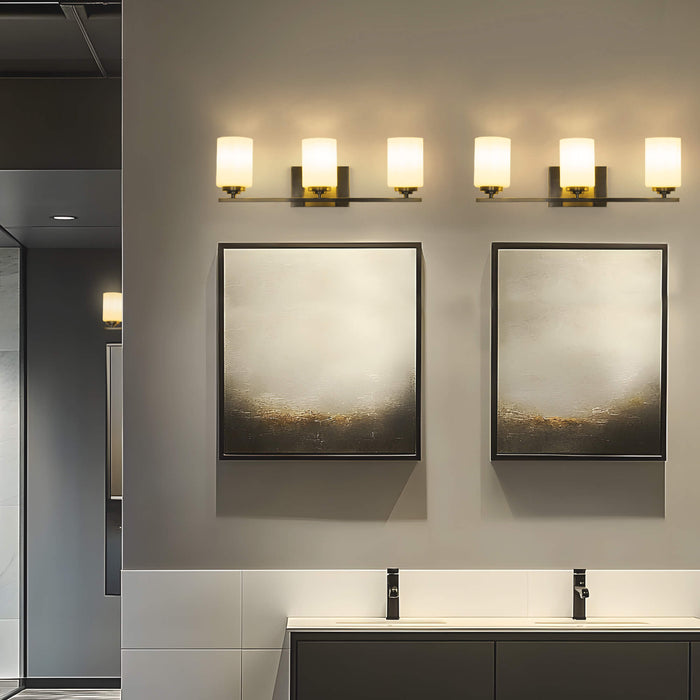 Brilora Modern 3-Light Bathroom Vanity Light with Frosted Glass Shades, Brushed Nickel