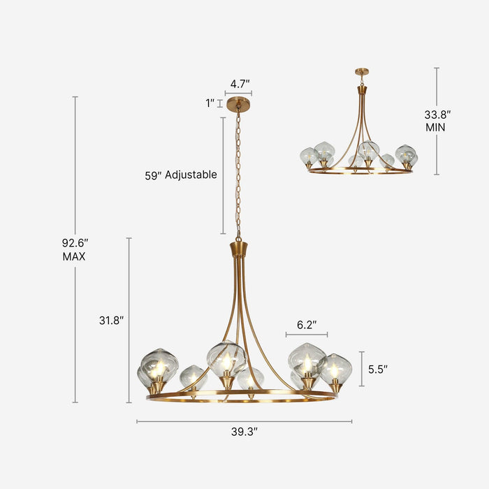 Tempora 8-Light Brass Chandeliers