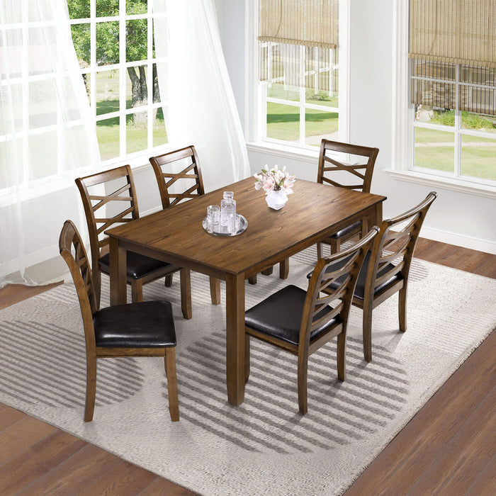 Felvian Rustic 7-Piece Dining Set with Wooden Table and Ladder-Back Chairs