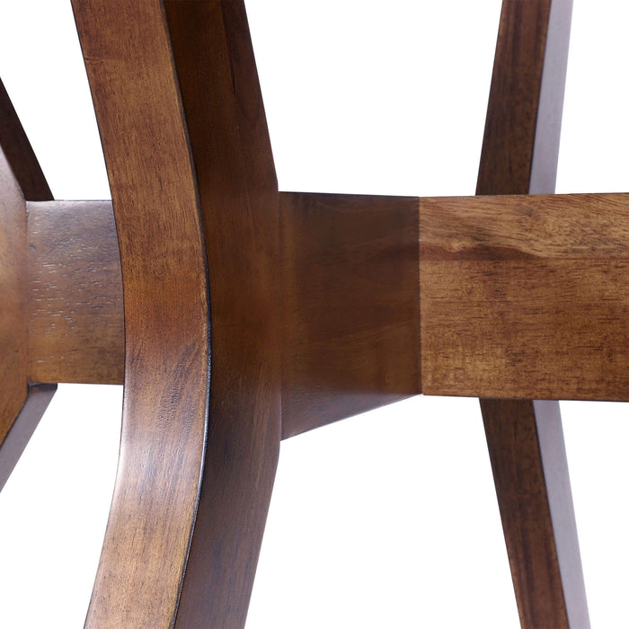 Xythera Mid-Century Round Wooden Dining Table with Walnut Finish