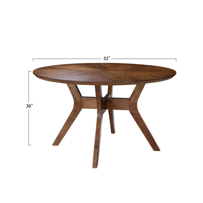 Xythera Mid-Century Round Wooden Dining Table with Walnut Finish