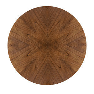 Xythera Mid-Century Round Wooden Dining Table with Walnut Finish