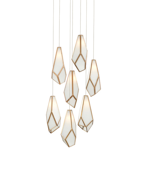Glace White 7-Light Round Multi-Drop Pendant