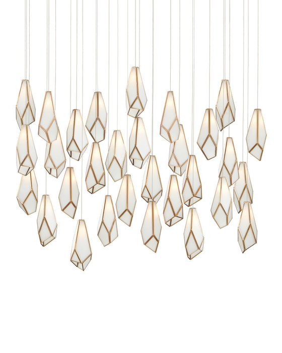 Glace White 30-Light Linear Multi-Drop Pendant