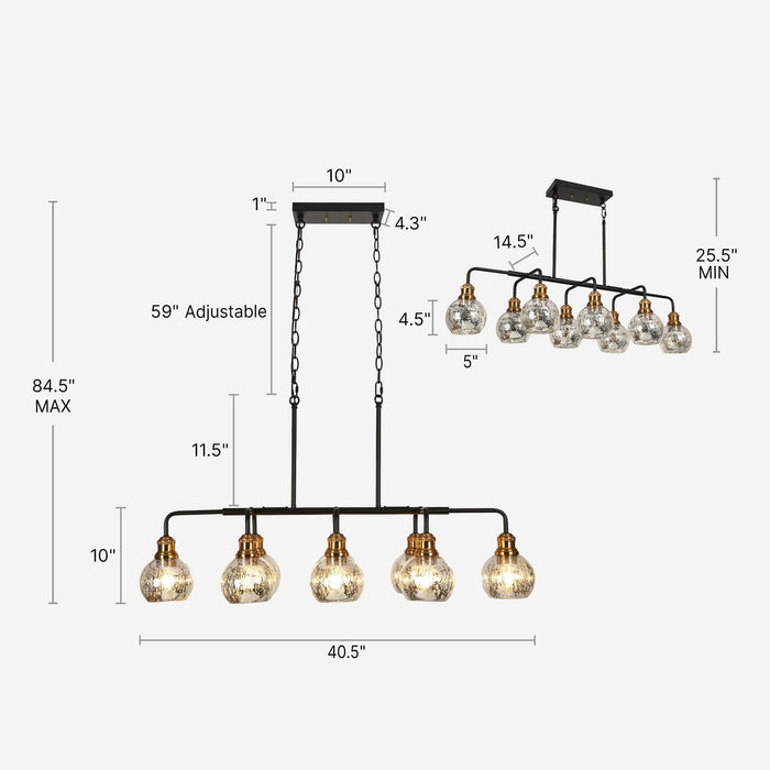 Drelion 8-Light Black and Brass Island Lights