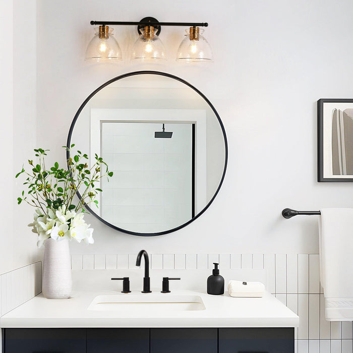Xelovan 3-Light Black and Brass Bathroom Vanity Lights