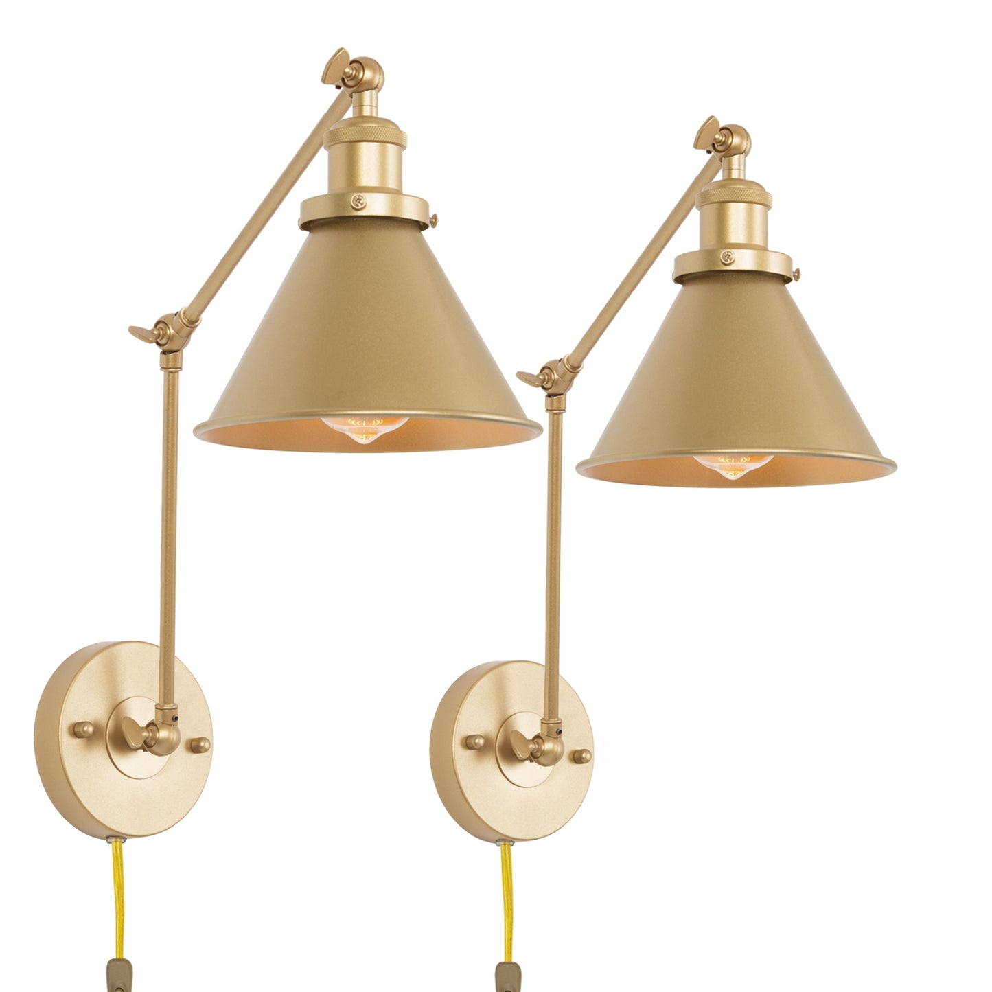 Wollemia 1-Light Modern Gold Swing Arm Wall Sconces Set of 2