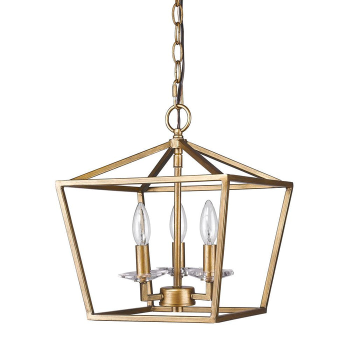 Kennedy Indoor 3-Light Pendant w/Crystal Bobeches In Antique Gold