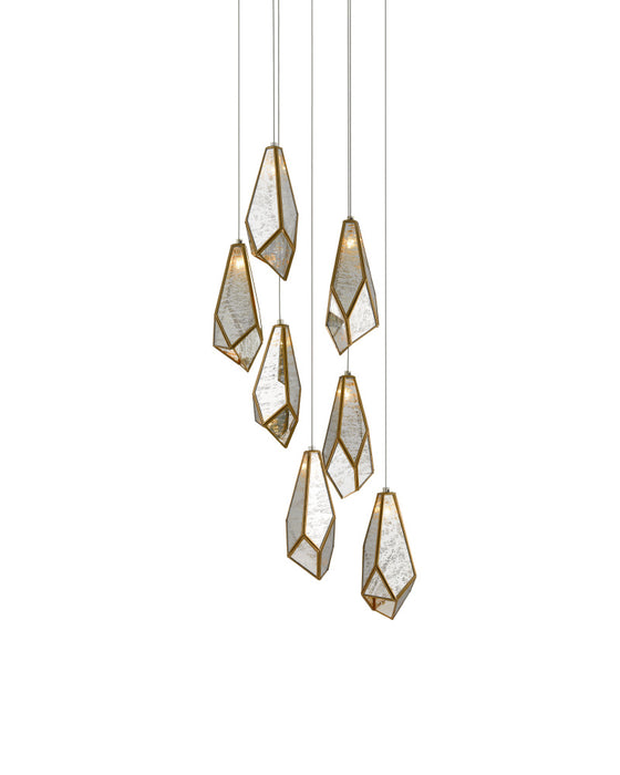 Glace Mirror 7-Light Round Multi-Drop Pendant