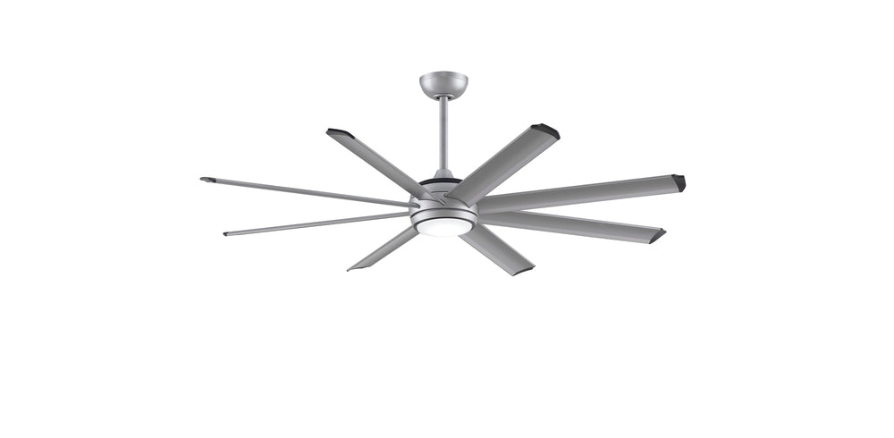 Stellar Custom Indoor/Outdoor Ceiling Fan DC Motor with LED CCT Select Light Kit - Silver