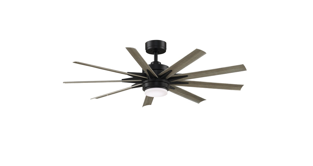 Odyn Indoor/Outdoor Custom Ceiling Fan DC Motor- Black with LED Light Kit
