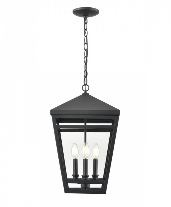 Seager 3-Light Outdoor Hanging Lantern Textured Black