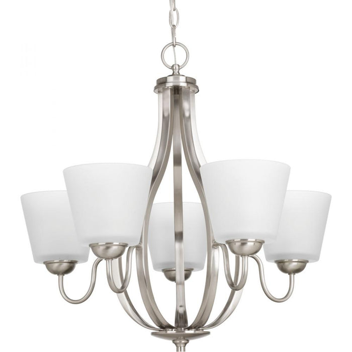 Arden Collection Five-Light Brushed Nickel Etched Glass Farmhouse Chandelier Light