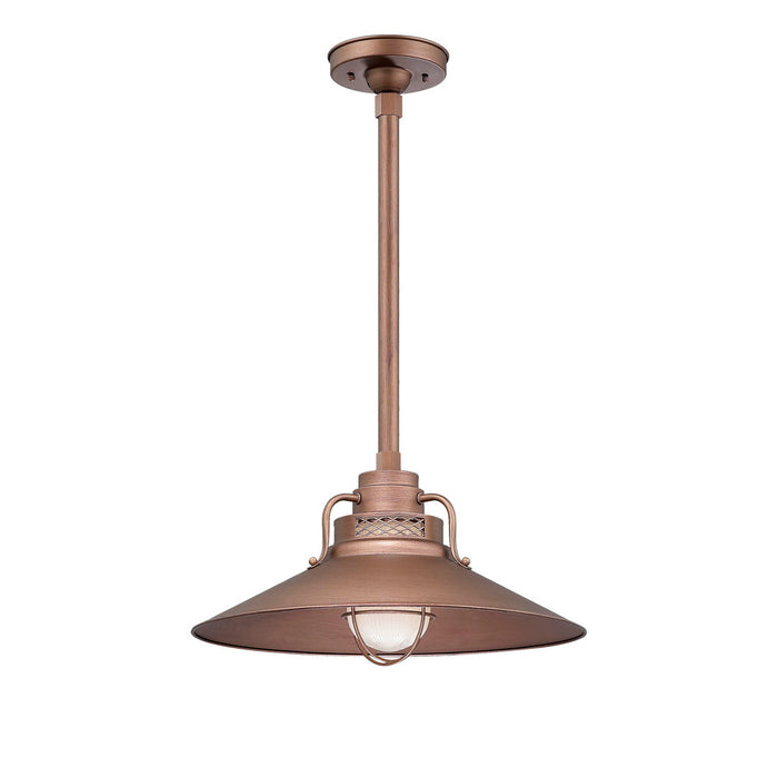R Series 1-Light Stem Hung Railroad Shade Copper