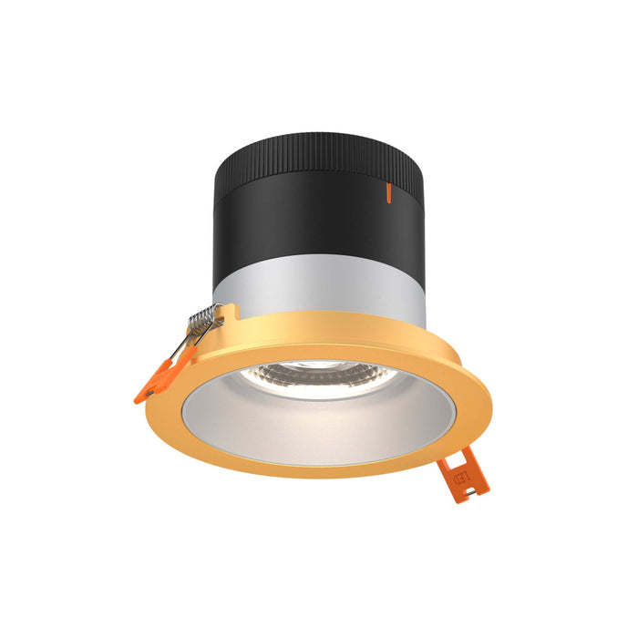 4in Modular Downlight, 5CCT, 35 degree Beam Angle, Regressed, Alzak, Gold Trim