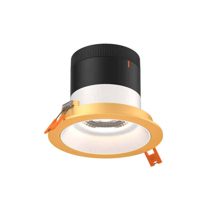 4in Modular Downlight, 5CCT, 20 degree Beam Angle, Regressed, White, Gold Trim