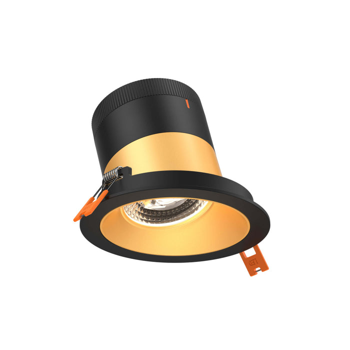 4in Modular Downlight, 5CCT, 20 degree Beam Angle, Slope Ceiling, Gold, Black Trim