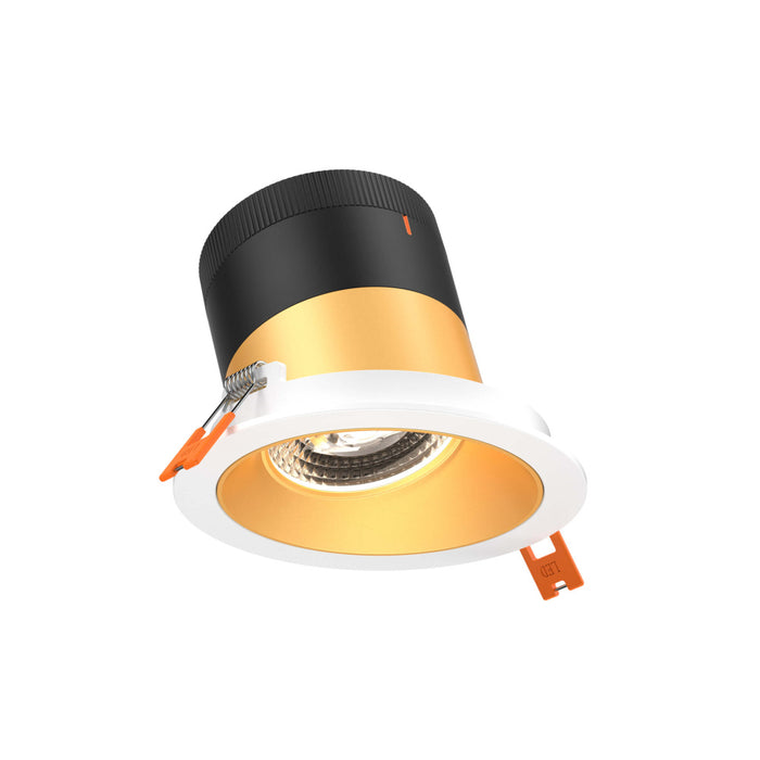 4in Modular Downlight, 5CCT, 60 degree Beam Angle, Slope Ceiling, Gold, White Trim