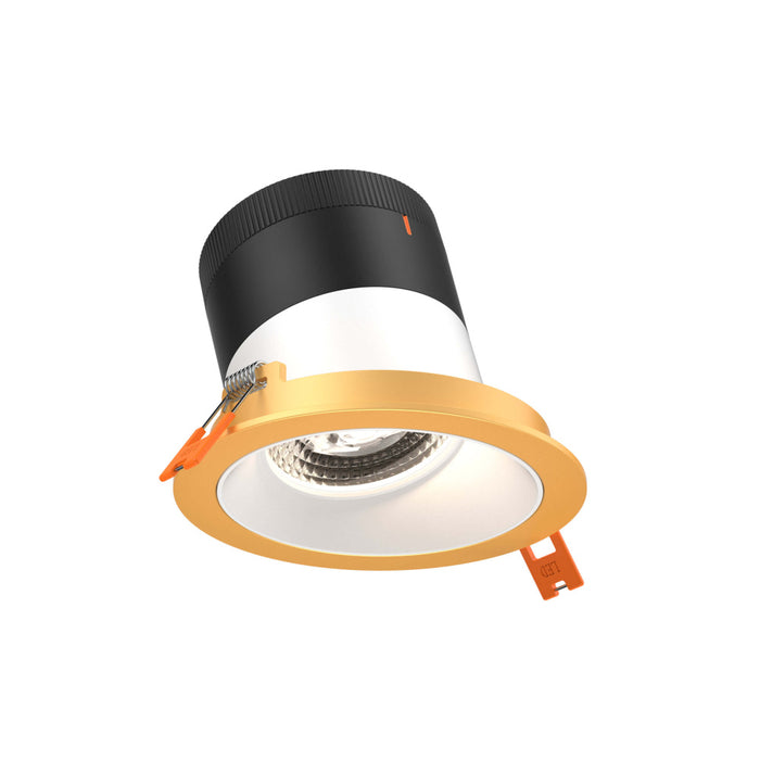 4in Modular Downlight, 5CCT, 60 degree Beam Angle, Slope Ceiling, White, Gold Trim