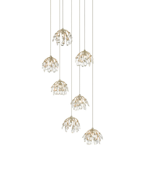 Crystal Bud 7-Light Round Multi-Drop Pendant