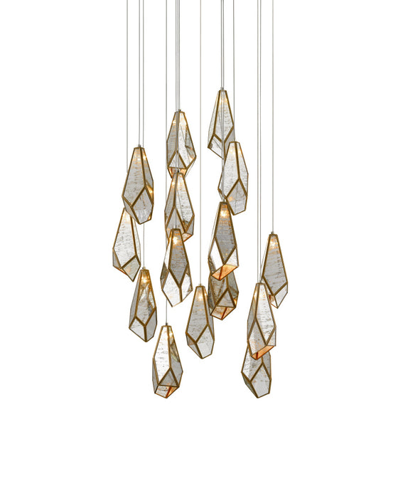 Glace Mirror 15-Light Round Multi-Drop Pendant