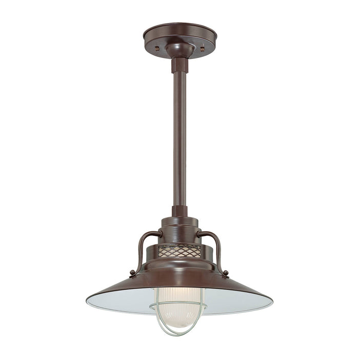 R Series 1-Light Stem Hung Railroad Shade Architectural Bronze
