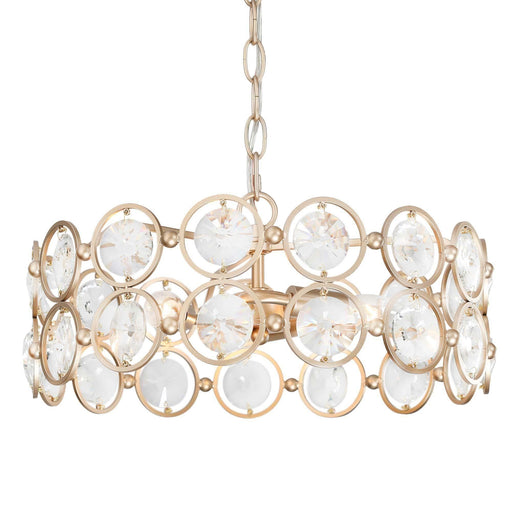 3-Light Gold Drum Crystal Chandeliers - Belles Lighting